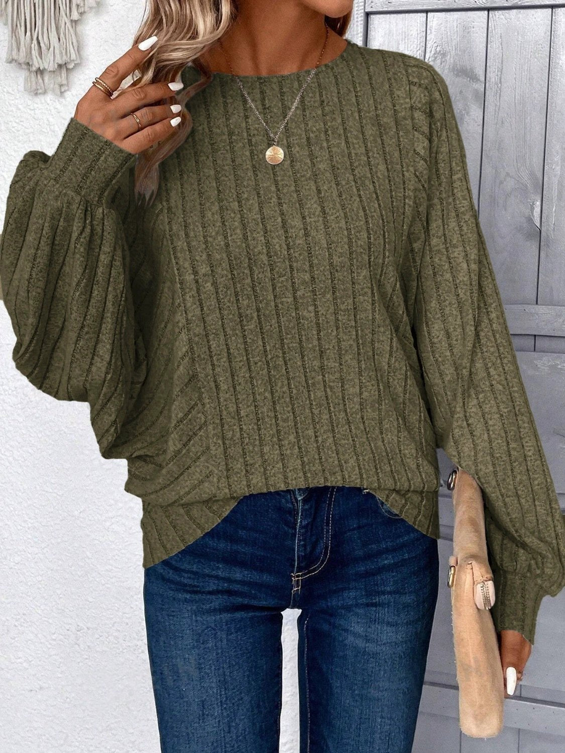 Plus Size Round Neck Batwing Sleeve T-Shirt by Lady Ros