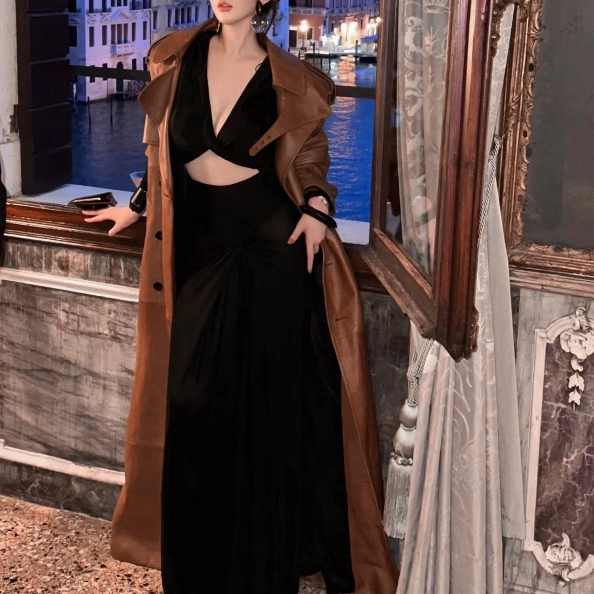 Autumn And Winter New Sheepskin Fried Street Handsome Trench Coat by GJG Denim