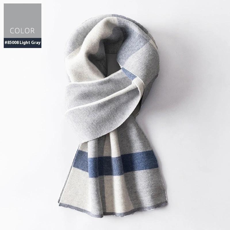 Men's Wool Winter Plaid Double-sided Scarf by GJG Denim