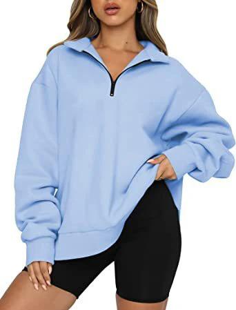Women Sweatshirts Zip Turndown Collar Loose Casual Tops Clothes by GJG Denim