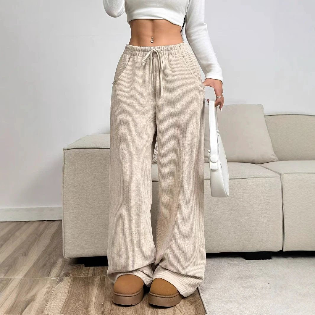 Women's Straight-Leg Lace-Up Casual Pants by GJG Denim