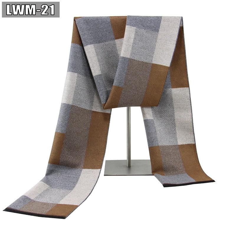 Men's Cashmere Autumn And Winter Business Plaid Scarf by GJG Denim