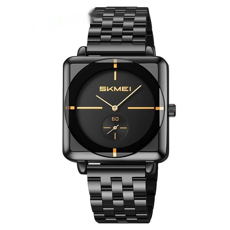 Square Steel Band Stylish Standalone Seconds Subdial With Two Hands Watch For Men by GJG Denim