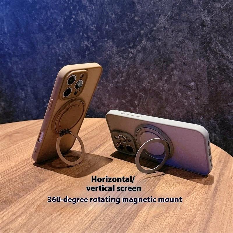 Skin-sensitive Magnetic Rotating Bracket Frosted Drop-resistant Phone Case by GJG Denim
