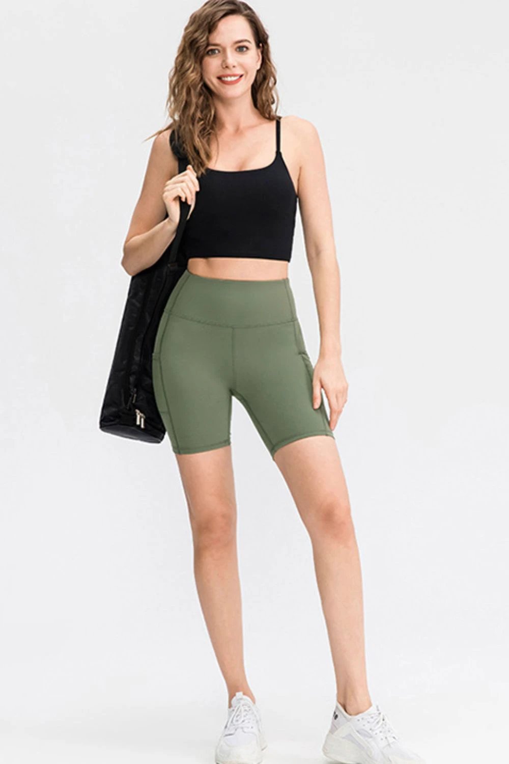 Wide Waistband Sports Shorts with Pockets by Lady Ros