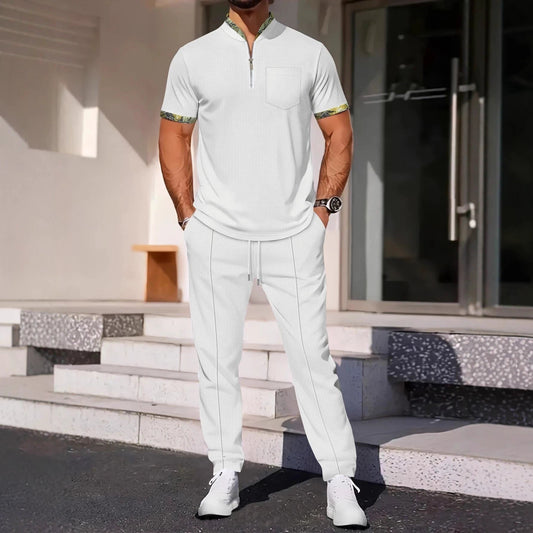 Men's Color Matching Casual Sports Suit by GJG Denim