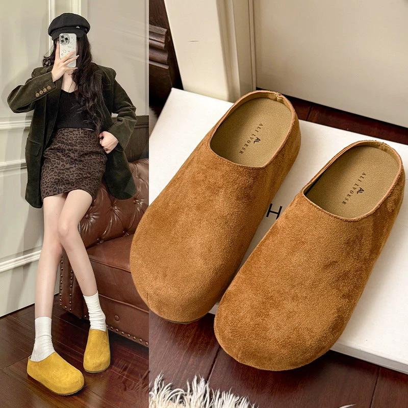 French-style Closed-toe Half-slippers For Women Suitable For Outdoor Wear by GJG Denim