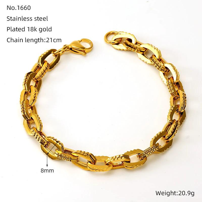 Stainless Steel Gold-plated Bracelet For Men by GJG Denim