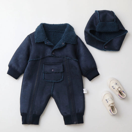 Fur One-piece Hooded Jumpsuit Children's Romper Outwear by GJG Denim