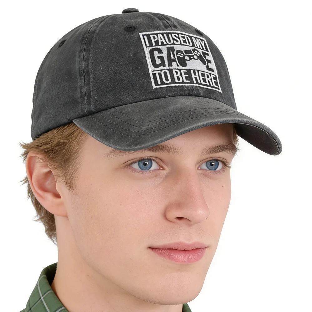 Men's "I Paused My Game To Be Here" Baseball Cap by GJG Denim