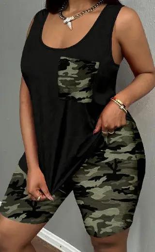 Leopard-print Halterneck Vest Top And Shorts Set by GJG Denim