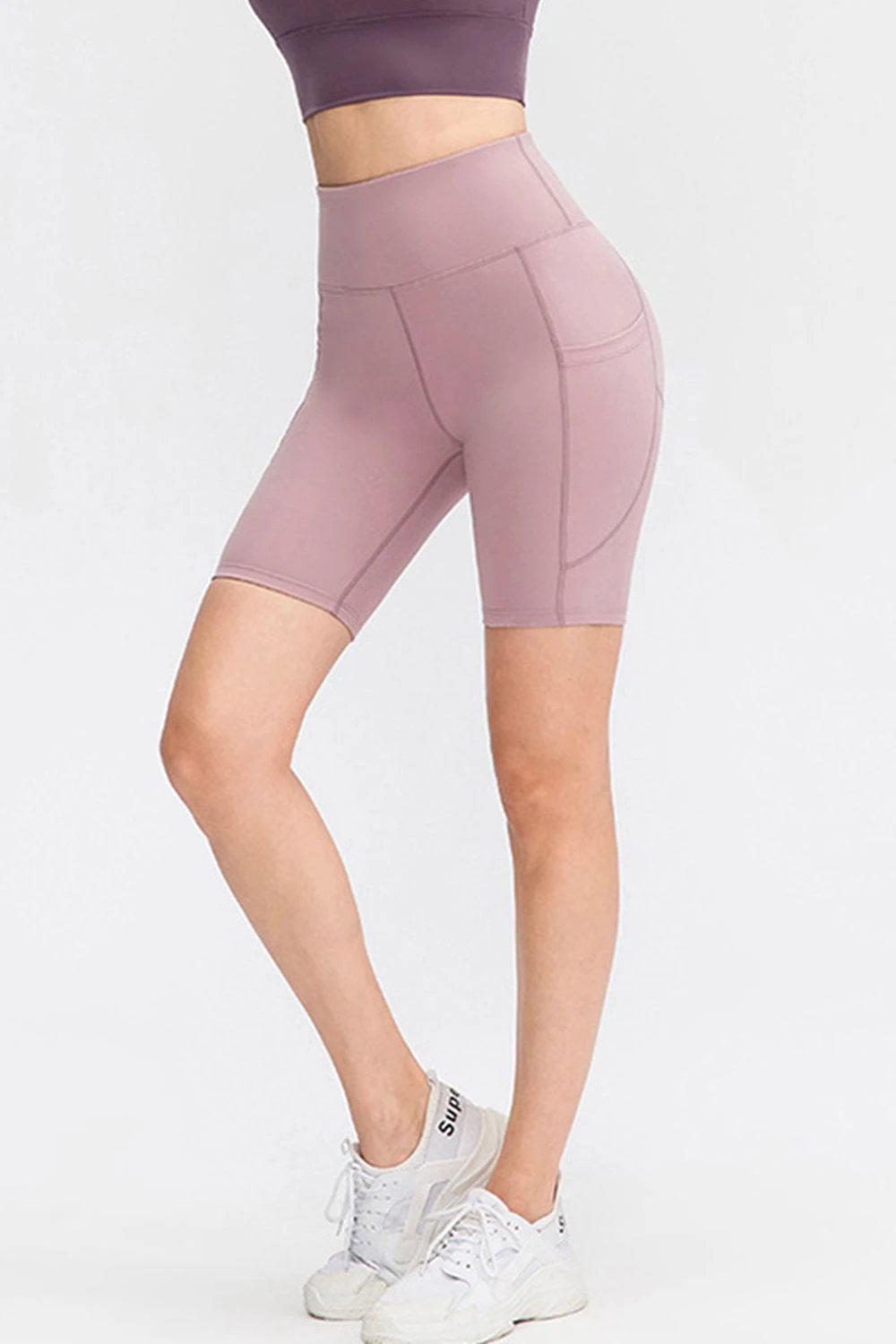 Wide Waistband Sports Shorts with Pockets by Lady Ros