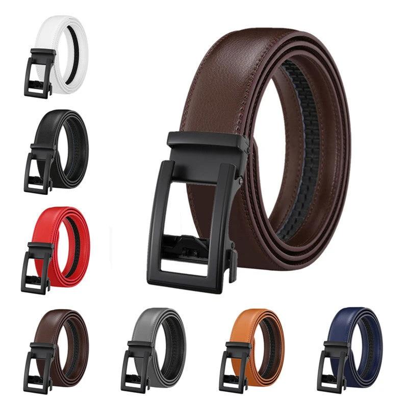 Men's Leather Belt Automatic Buckle Two-layer Cowhide Hollow by GJG Denim