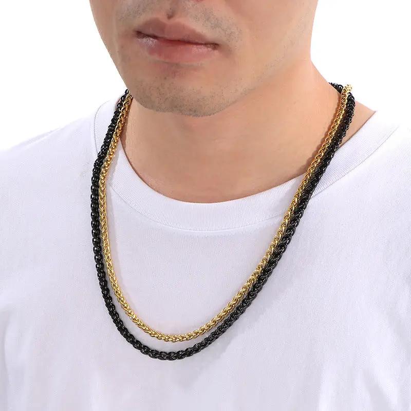 6mm Release Buckle Stainless Steel Titanium Steel Necklace For Men by GJG Denim
