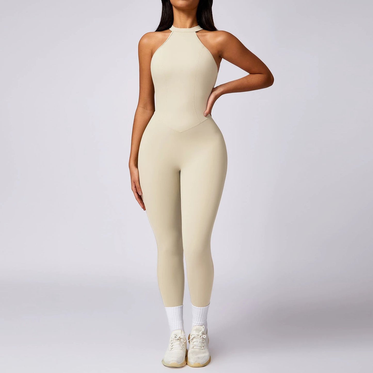 Beauty Back Yoga Jumpsuit Women's Outdoor Running Tight Sports Quick-drying Workout Clothes by GJG Denim