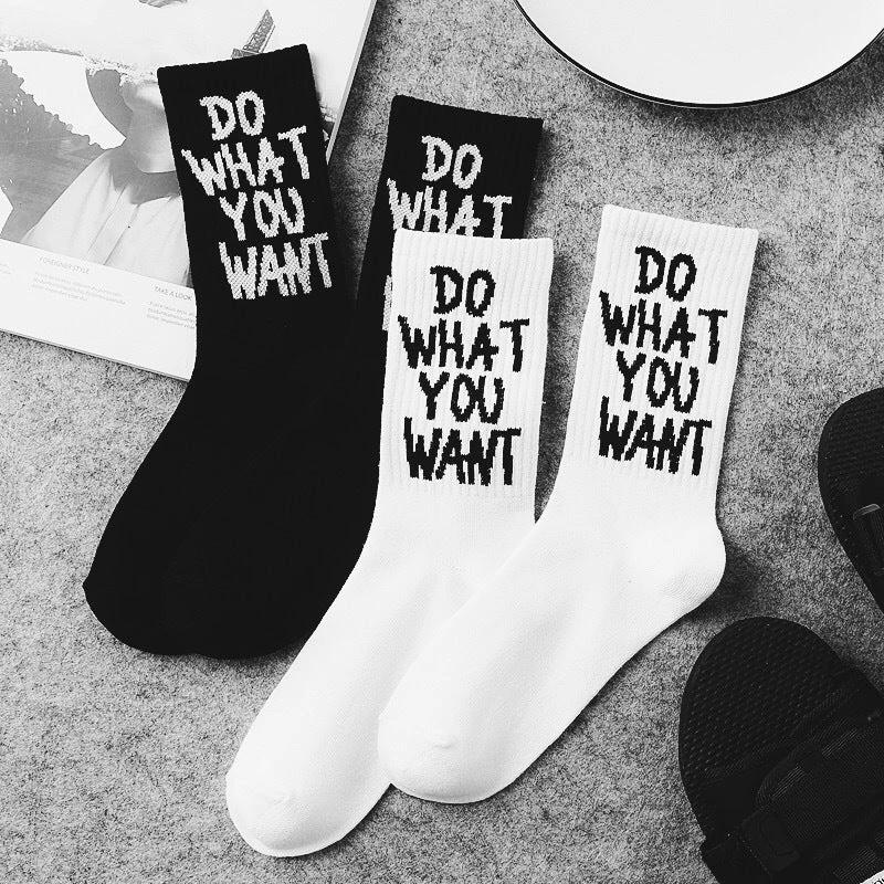 Retro Skateboard "Do What You Want" Tube Socks For Men by GJG Denim