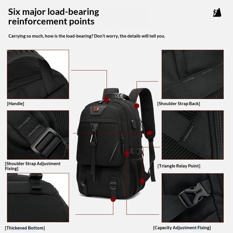 Outdoor Mountaineering Waterproof Extra Large Capacity Travel Luggage Backpack by GJG Denim