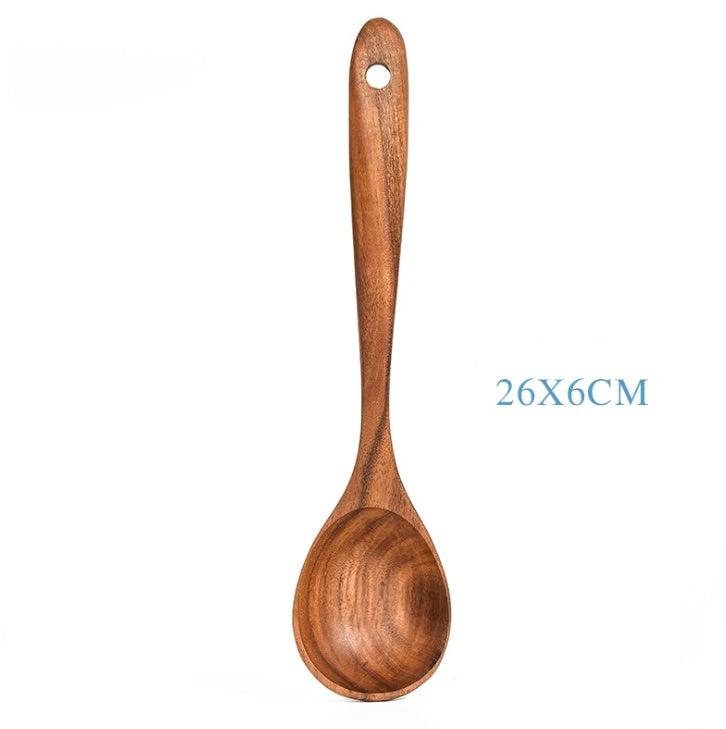 Teak Natural Wood Kitchen Utensils Set by GJG Denim
