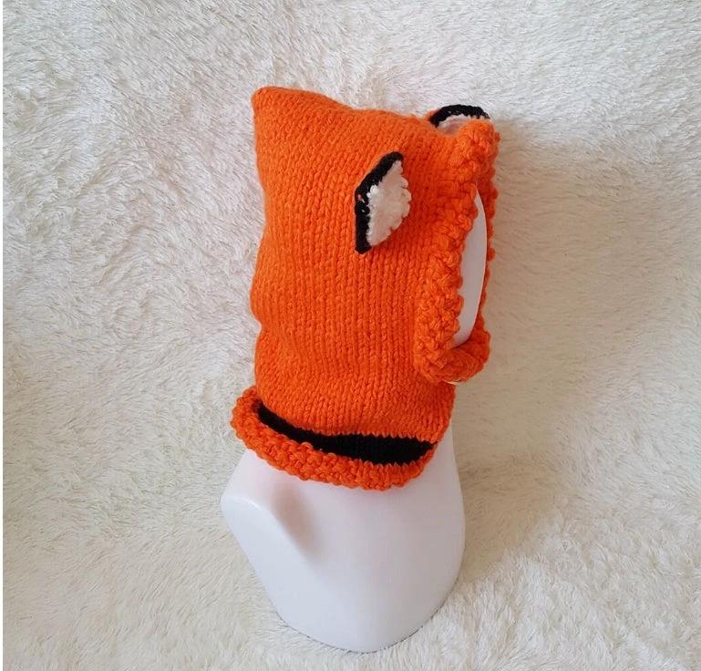 Children's wool knit hat hand-knitted warm earmuffs cape caps for men and women by GJG Denim