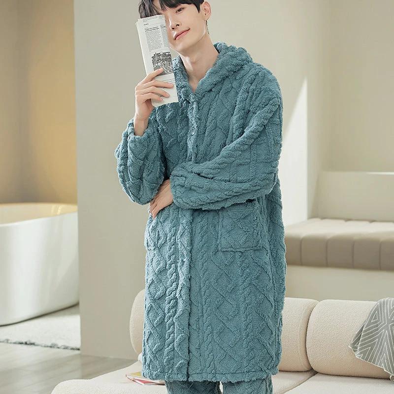 Men's Long Sleeve Cardigan Pajamas by GJG Denim