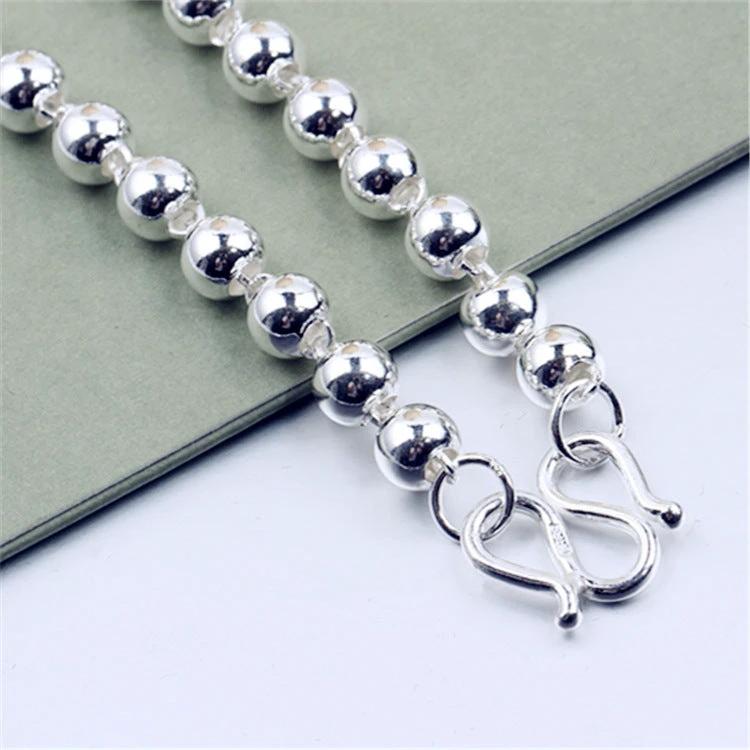 Men's Round Beads Silver Necklace by GJG Denim