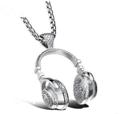 Titanium Music Headset Pendant And Necklace for Men by GJG Denim