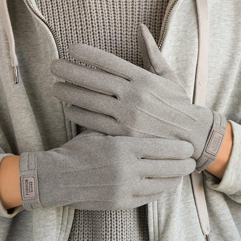 Men's Winter Fleece-lined Warm Wind-proof And Cold Protection Touch Screen Cycling Gloves by GJG Denim