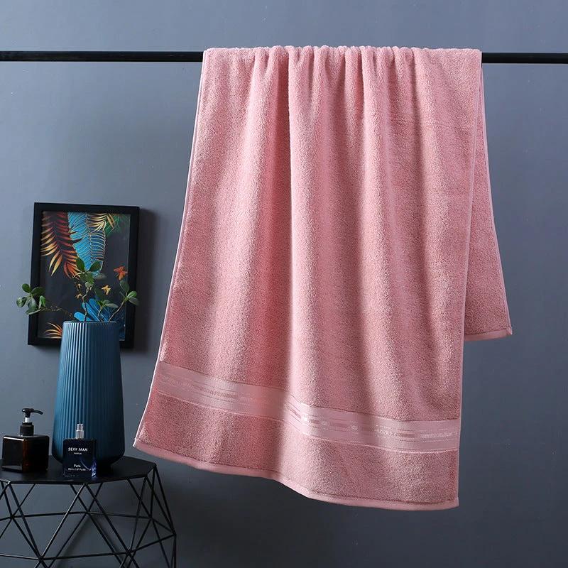 Pure Color Thick Cotton Bath Towel Set Towel Set Increased Pure Cotton Beach Towel Beauty Salon Bath Towel by GJG Denim