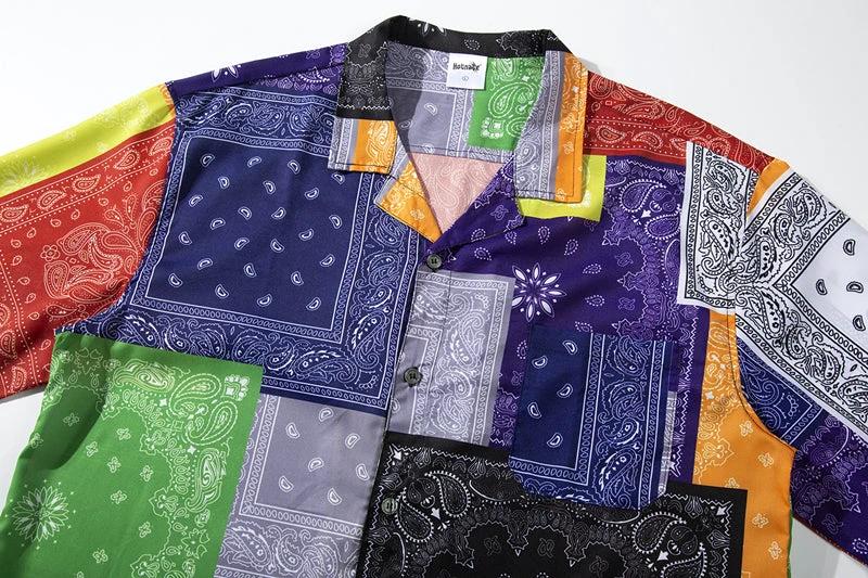Men's Cashew Flower Short Sleeve Shirt by GJG Denim