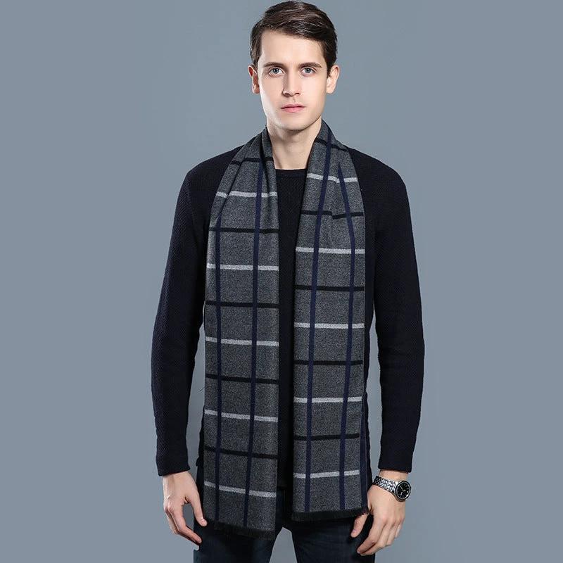 Simple Plaid Warm Keeping Artificial Cashmere Scarf by GJG Denim