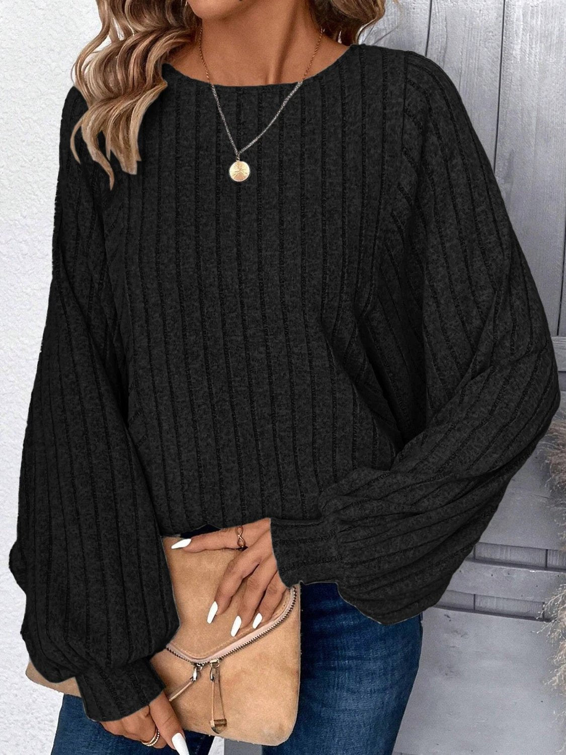 Plus Size Round Neck Batwing Sleeve T-Shirt by Lady Ros