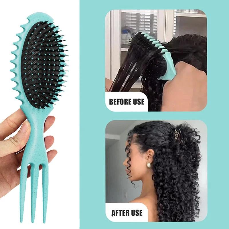 Curl Defining Bounce Hair Brush Barbershop Boar Bristle Comb Detangling Shaping Hairbrushes Professional Salon Home Styling Comb by GJG Denim