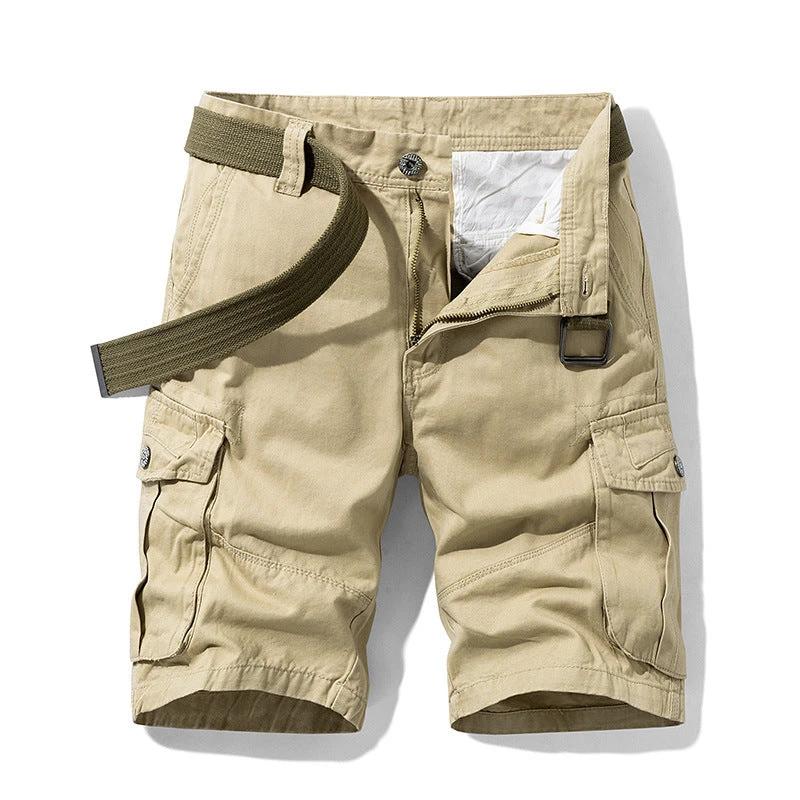 Men's Cotton Shorts Retro Multi-pocket Straight Casual Shorts by GJG Denim