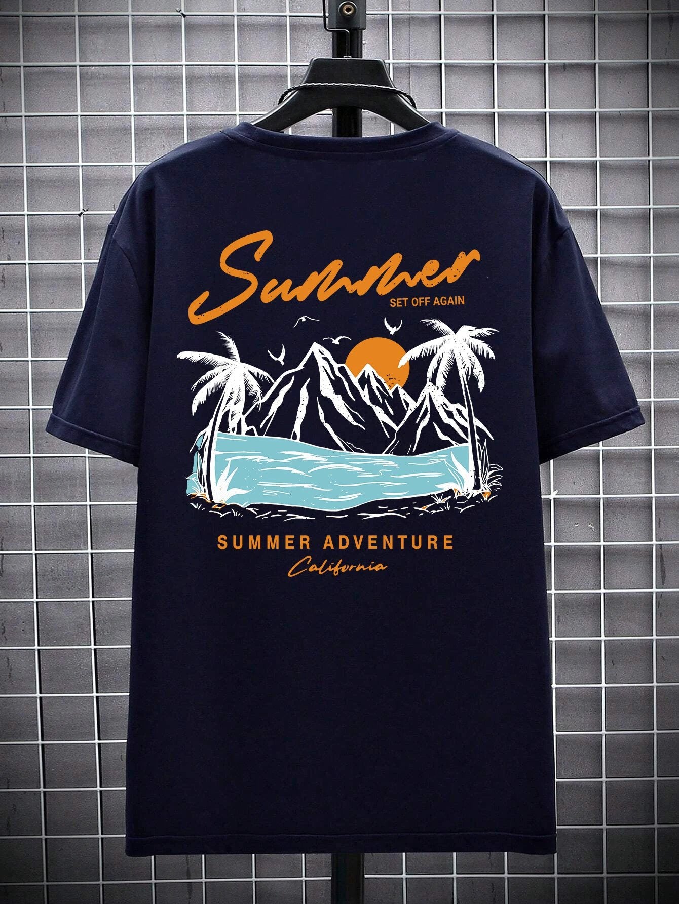 Summer Departure Adventure California Men's T-shirt Cotton Loose by GJG Denim