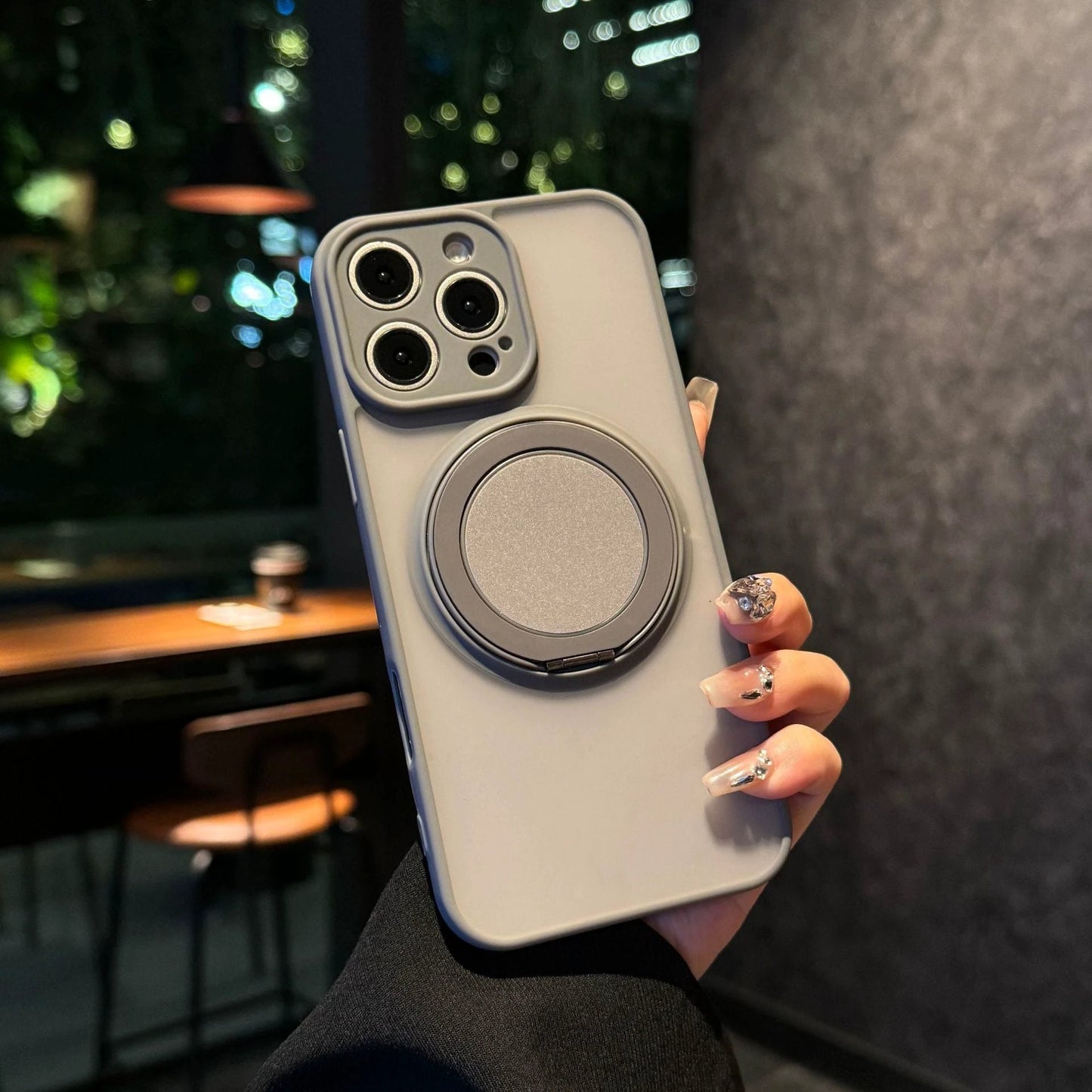 Skin-sensitive Magnetic Rotating Bracket Frosted Drop-resistant Phone Case by GJG Denim