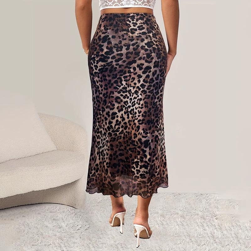 Sexy Leopard Print Stretch Mesh See-through Skirt by GJG Denim