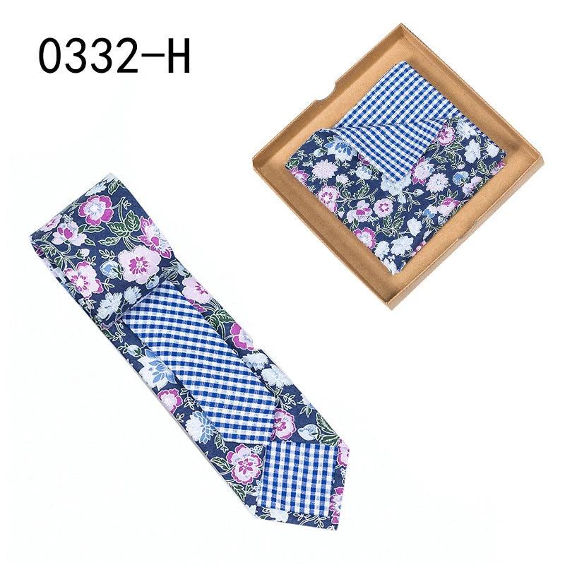 Men's Floral Print Tie and Pocket Square by GJG Denim