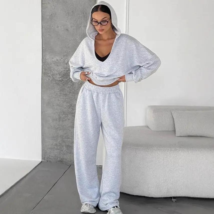Women's Hooded Sweatshirt And Track Pants Two-Piece Set by GJG Denim