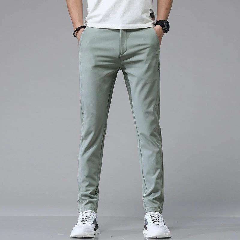 Men's Caual Elastic-Waist Pants With Fleece Lining by GJG Denim