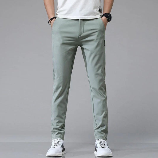 Men's Caual Elastic-Waist Pants With Fleece Lining by GJG Denim