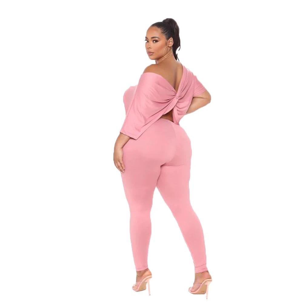 Twist Backless T-Shirt Pants Set by GJG Denim