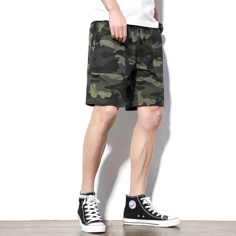 Loose-fitting Mid-length Casual Camouflage Shorts For Men by GJG Denim