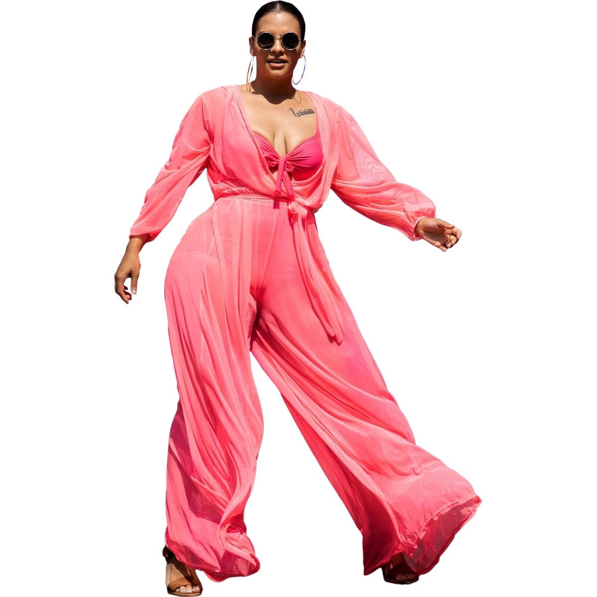 Sexy See-through Mesh Plus Size Women's Jumpsuit Without Inner Wear by GJG Denim