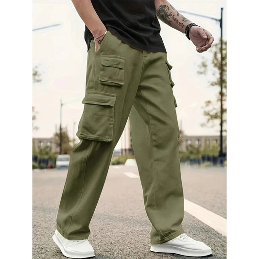 Men's Casual Cargo Pants Loose by GJG Denim