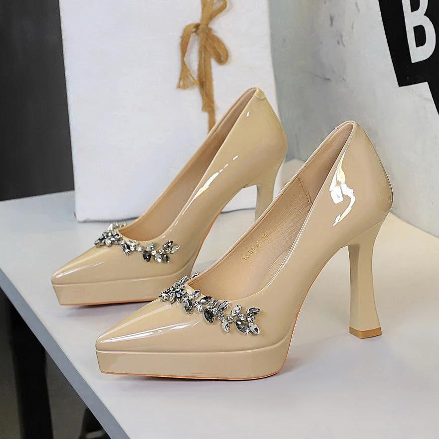 Patent Leather Platform Stiletto Pumps For Women by GJG Denim