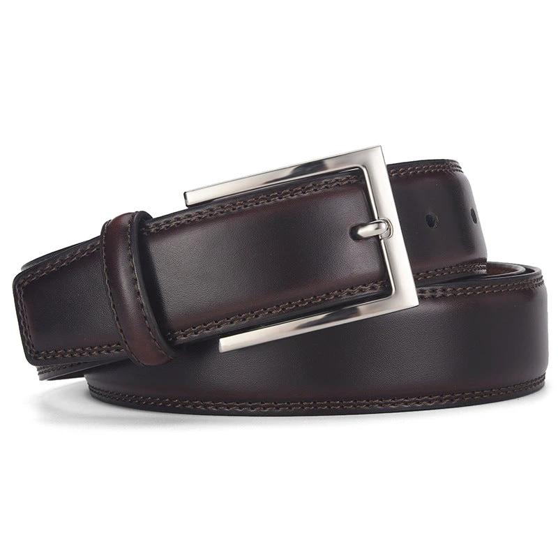 Men's Leather Pin Buckle Casual Belt by GJG Denim