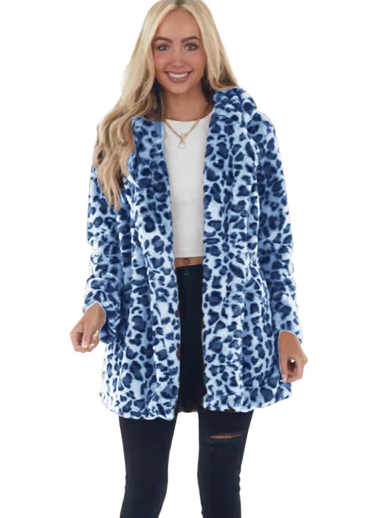 Rabbit Fur Leopard Print Mid-length Clothing Fashionable Jacket by GJG Denim