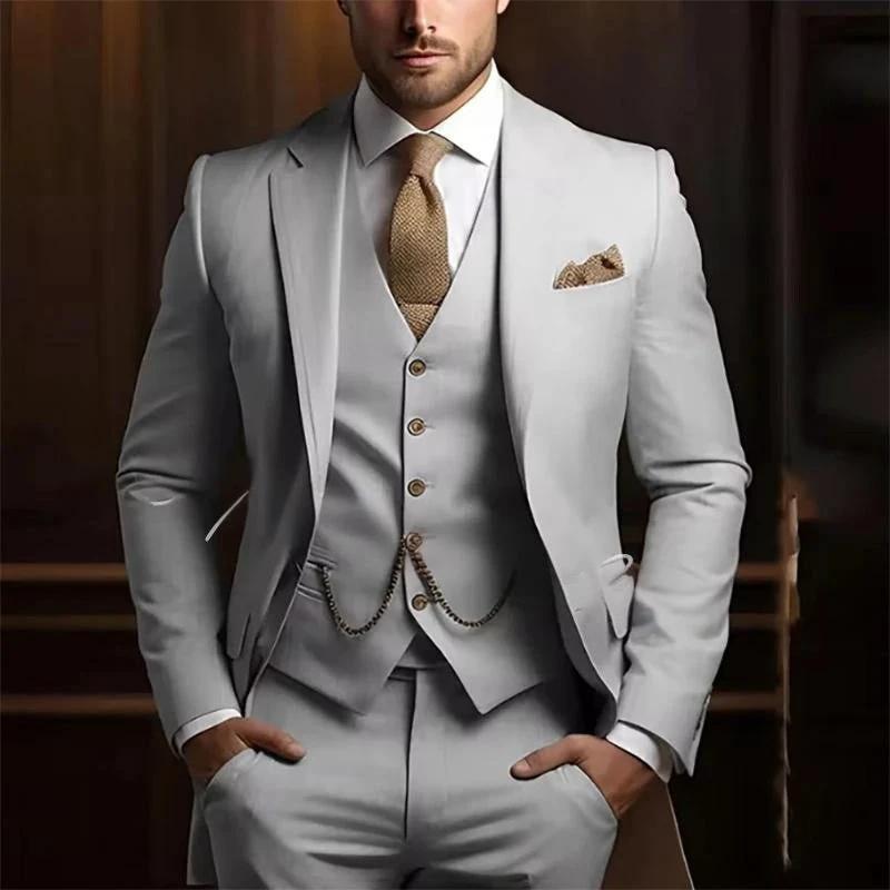 Men's High-grade Gentleman Temperament Slim Three-piece Suit by GJG Denim