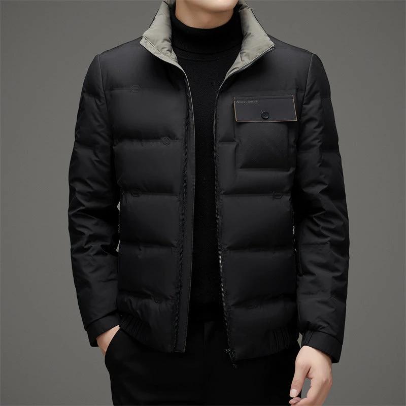Men's Winter Stand Collar Short Thickened Warm Outdoor Down Jacket by GJG Denim