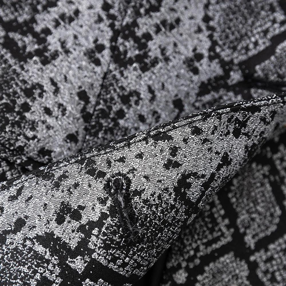 Spring And Autumn Jacquard Leather Pattern Two-button Suit Jacket by GJG Denim